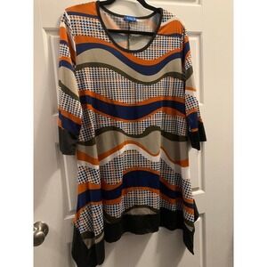 Aster Brown and navy stretch knit tunic​​​